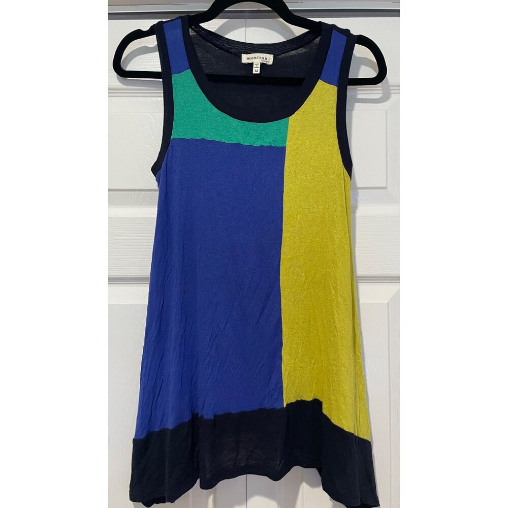 Monteau Womens Asymmetrical Colorblock Tank Top‎ Size M Y2K Artsy Indie Festival